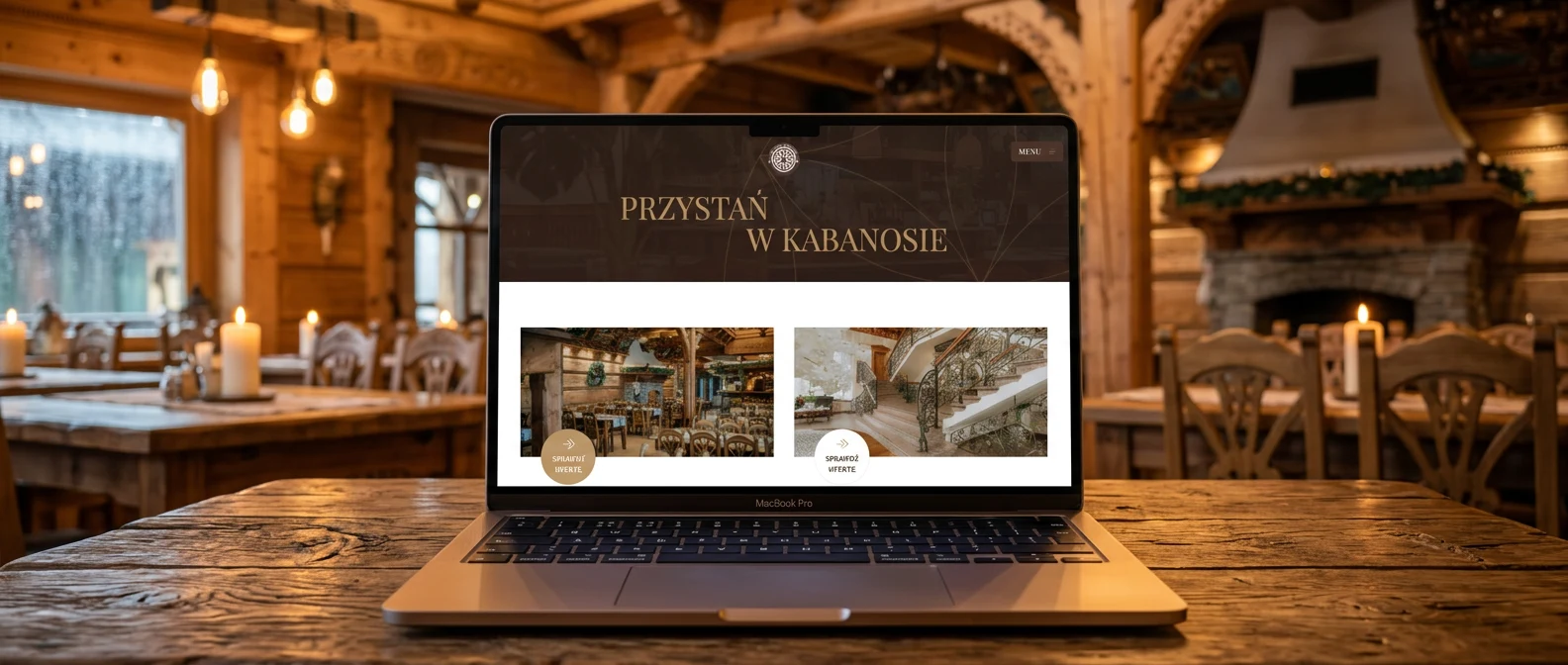 Przystań w Kabanosie — strona dla restauracji z klimatem górskiego domu