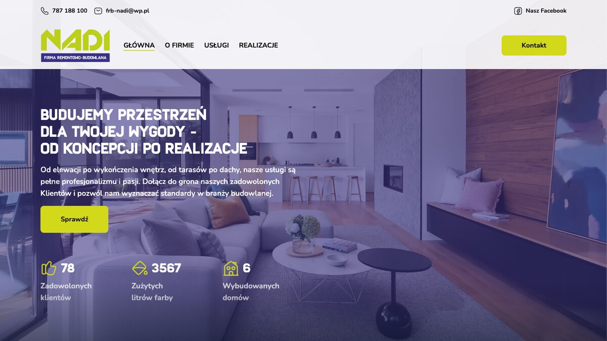 NADI - strona dla firmy remontowo-budowlanej od koncepcji po realizację