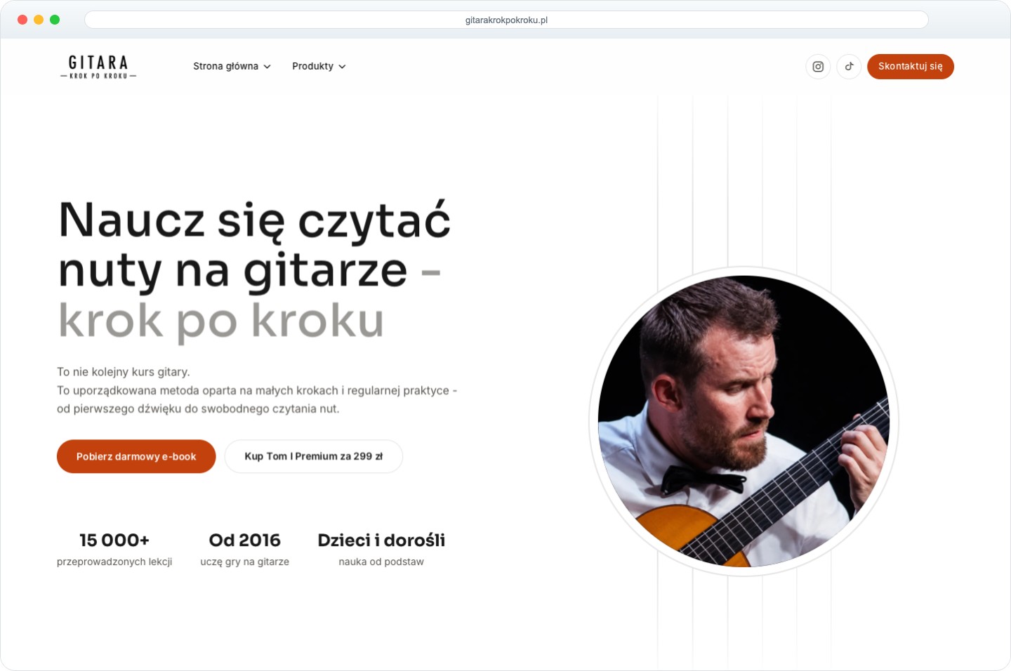 Screenshot strony gitarakrokpokroku.pl