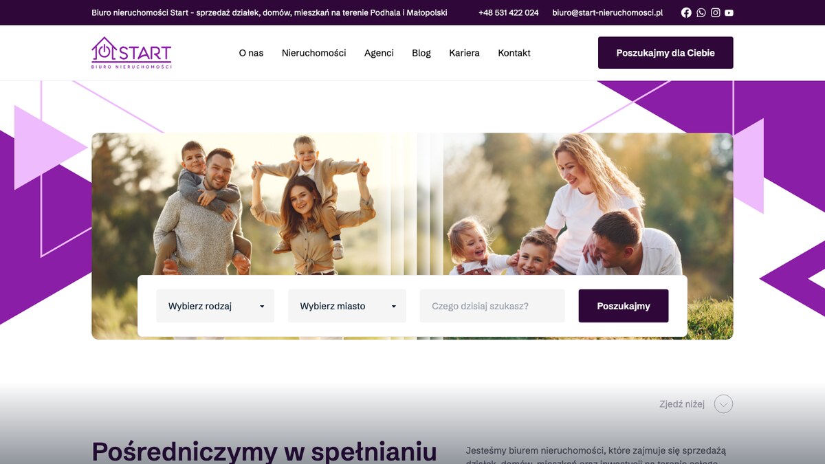 Start Biuro Nieruchomości - strona dla biura nieruchomości z Podhala