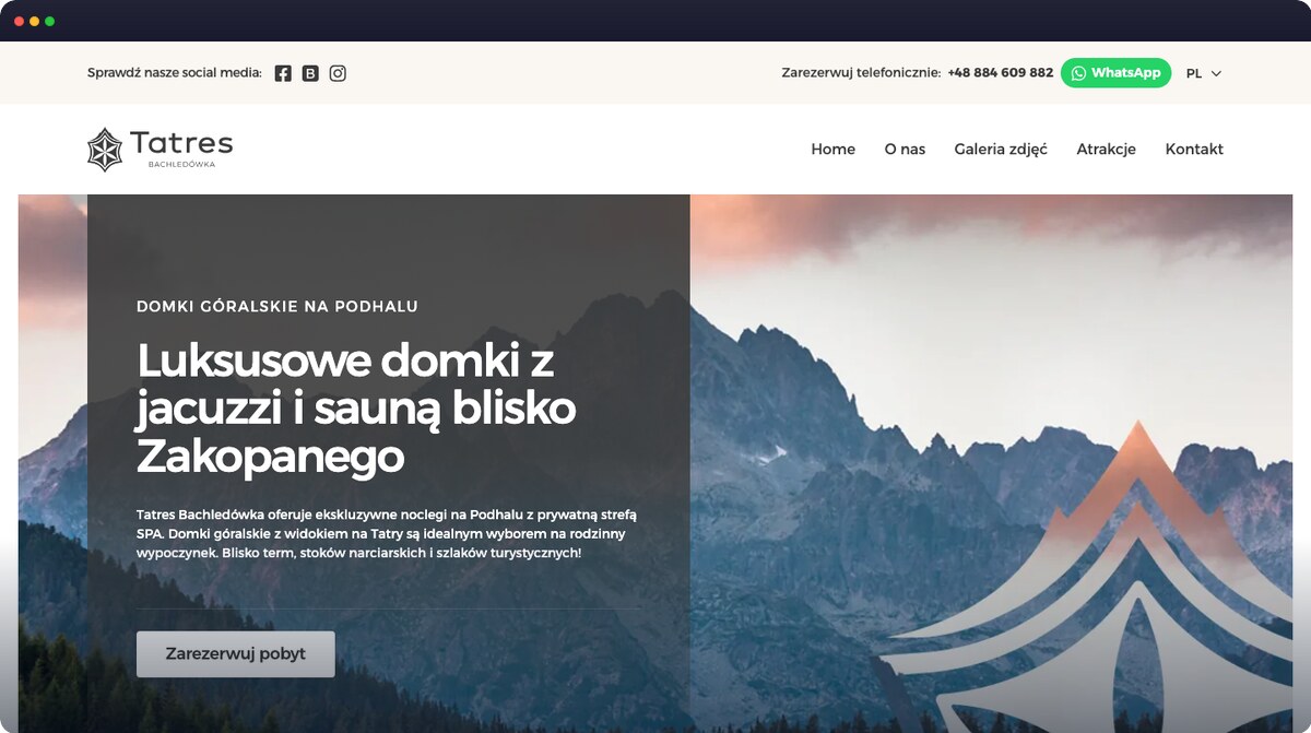 Screenshot strony tatres.pl