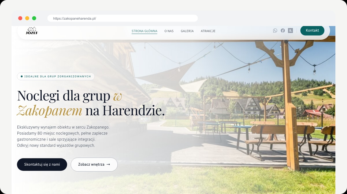 Screenshot strony zakopaneharenda.pl